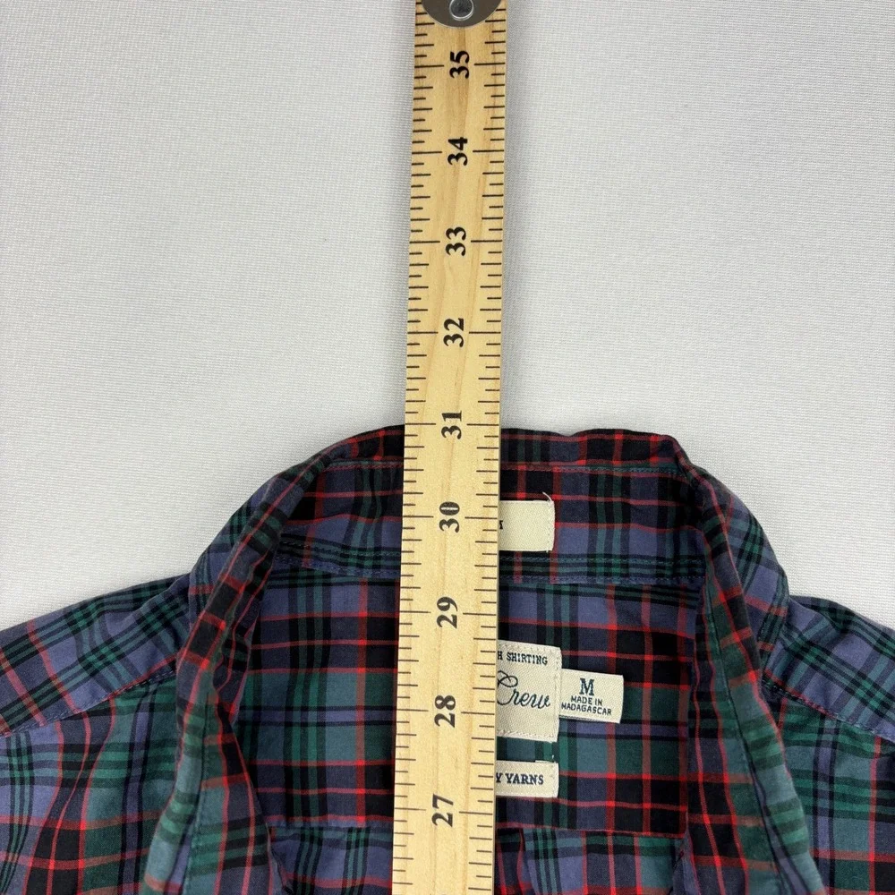 JCrew Secret Wash Shirt Mens Medium Slim Purple Green Red Plaid Button Down M